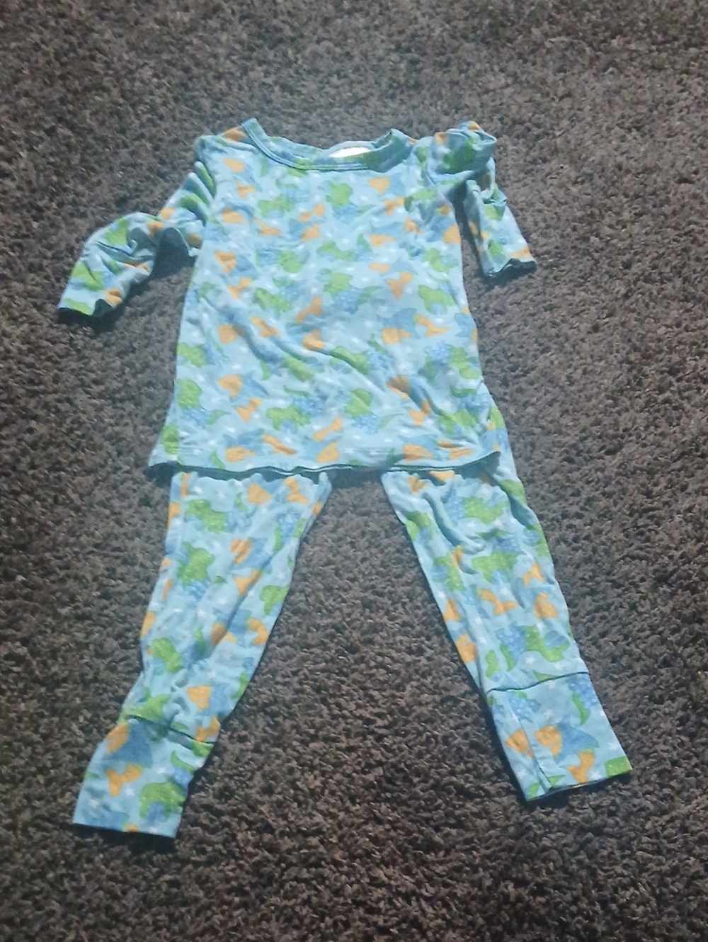Blue Dinosaur-Print Kids Pajama Set